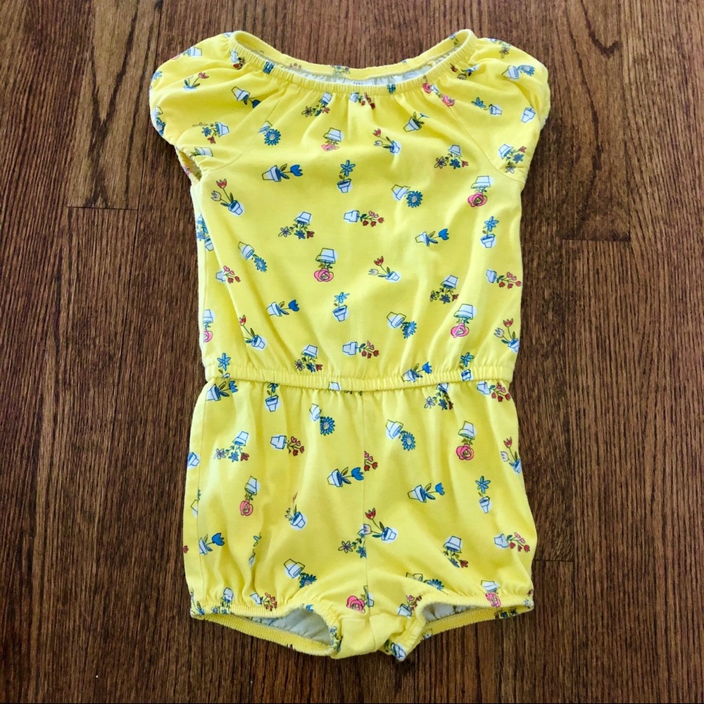 Gap Puff Sleeve Flower Knit Romper, Size 3T